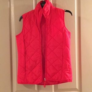 never worn red quilted vest